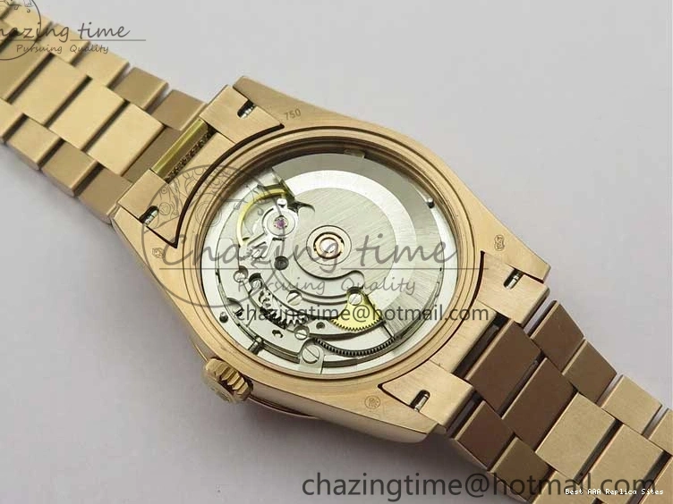 AAA Replica Watches on President A 2689 BP White ComfortFit Crystal Crystal Marker MOP RG Best Edition 128235 Dial Day-Date Bracelet RG 36mm 1218